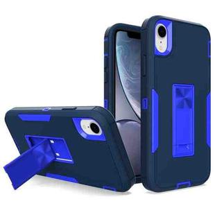 For iPhone XR Magnetic Holder Phone Case(Sapphire Blue + Dark Blue)