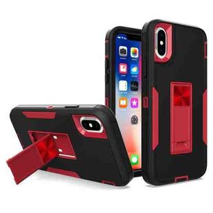 For iPhone XS Max Magnetic Holder Phone Case(Black + Wine Red)