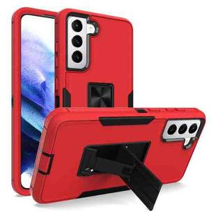For Samsung Galaxy S21 FE 5G Magnetic Holder Phone Case(Red + Black)
