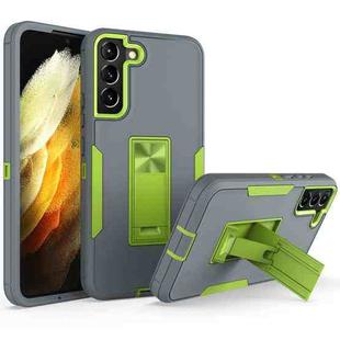 For Samsung Galaxy S22 5G Magnetic Holder Phone Case(Dark Grey + Green)