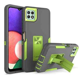 For Samsung Galaxy A22 5G Magnetic Holder Phone Case(Dark Grey + Green)