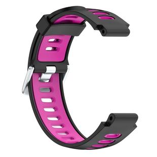 For Garmin Forerunner 735 XT Two-tone Silicone Watch Band(Black + Rose Red)