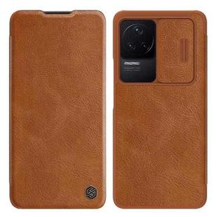 For Xiaomi Redmi K50 / K50 Pro NILLKIN QIN Series Pro Sliding Camera Cover Leather Phone Case(Brown)