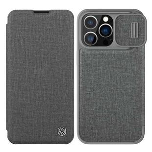 For iPhone 13 Pro NILLKIN QIN Series Pro Sliding Camera Cover Leather Phone Case (Grey)