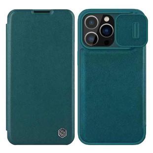 For iPhone 13 Pro NILLKIN QIN Series Pro Sliding Camera Cover Leather Phone Case (Green)