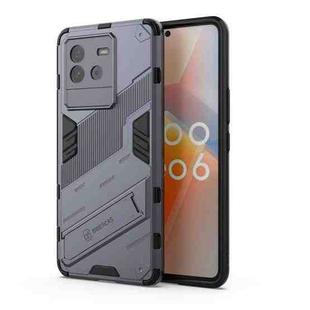 For vivo iQOO Neo6 5G Punk Armor PC + TPU Phone Case with Holder(Grey)