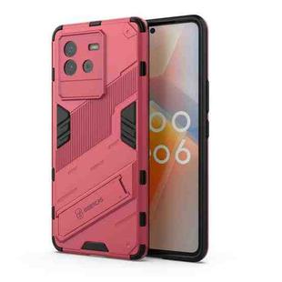 For vivo iQOO Neo6 5G Punk Armor PC + TPU Phone Case with Holder(Light Red)