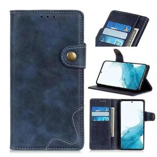 For Samsung Galaxy S22 5G S-Type Stitching Calf Texture Leather Phone Case(Blue)