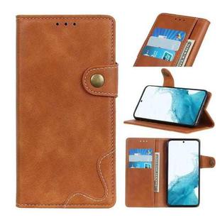 For Samsung Galaxy S22+ 5G S-Type Stitching Calf Texture Leather Phone Case(Brown)