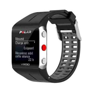 For Polar V800 GPS Smart Watch Two-color Steel Buckle Watch Band(Black+Grey)