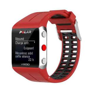 For Polar V800 GPS Smart Watch Two-color Steel Buckle Watch Band(Red+Black)