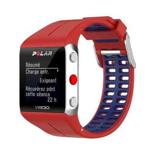 For Polar V800 GPS Smart Watch Two-color Steel Buckle Watch Band(Red+Blue)