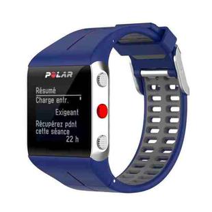 For Polar V800 GPS Smart Watch Two-color Steel Buckle Watch Band(Blue+Grey)