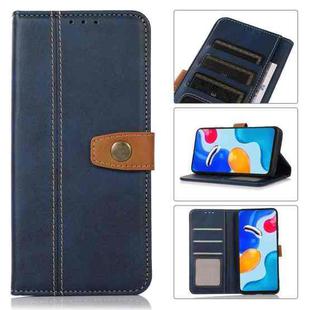 For iPhone 13 Stitching Thread Calf Texture Leather Phone Case(Blue)