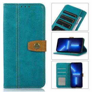 For iPhone 13 Pro Max Stitching Thread Calf Texture Leather Phone Case (Light Green)