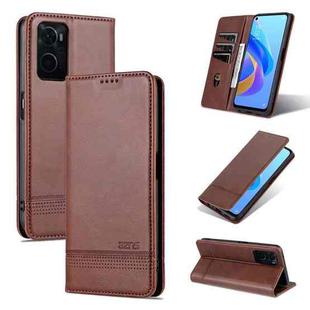 For OPPO K10 / A96 4G / Realme 9i AZNS Magnetic Calf Texture Flip Leather Phone Case(Dark Brown)