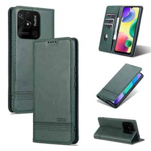 For Xiaomi Redmi 10C / 10 India AZNS Magnetic Calf Texture Flip Leather Phone Case(Dark Green)