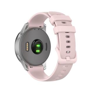 For Garmin Vivoactive 4S Small Plaid Silicone Watch Band(Rose Pink)