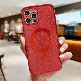 Electroplating Magsafe Magnetic Glitter Powder Phone Case For iPhone 11 Pro Max(Red)