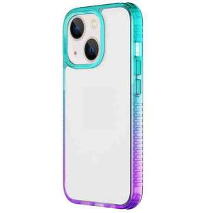 For iPhone 13 Colorful Gradient TPU + PC Phone Case(Green Purple)