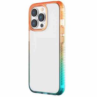 For iPhone 12 Pro Max Colorful Gradient TPU + PC Phone Case(Orange Green)