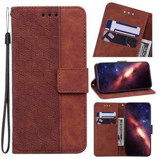 For Sony Xperia Ace III Geometric Embossed Leather Phone Case(Brown)