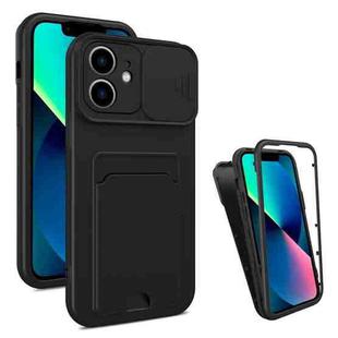 3 in 1 Sliding Camshield Card Phone Case For iPhone 11(Black + Black)