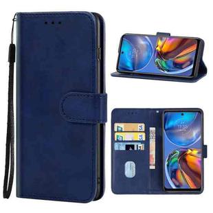 For Motorola Moto E32 Leather Phone Case(Blue)