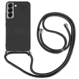 For Samsung Galaxy S22 5G Electroplated Silicone Phone Case with Lanyard(Black)