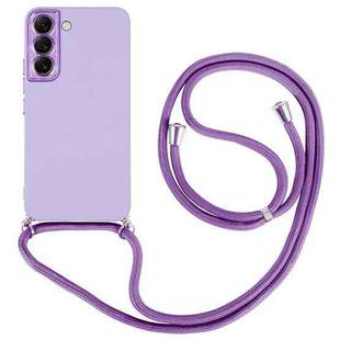 For Samsung Galaxy S22 5G Electroplated Silicone Phone Case with Lanyard(Purple)