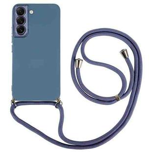 For Samsung Galaxy S22+ 5G Electroplated Silicone Phone Case with Lanyard(Blue)