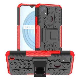 For OPPO Realme C21Y Tire Texture TPU + PC Phone Case with Holder(Red)