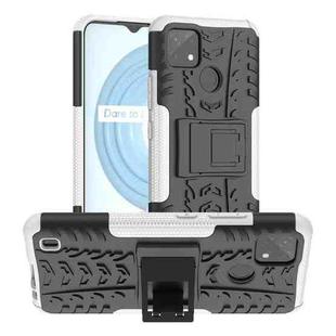 For OPPO Realme C21Y Tire Texture TPU + PC Phone Case with Holder(White)