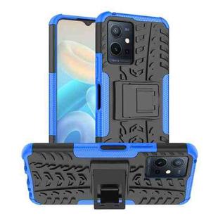 For vivo Y75 / Y55 / T1 5G Tire Texture TPU + PC Phone Case with Holder(Blue)