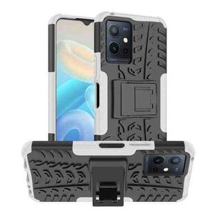 For vivo Y75 / Y55 / T1 5G Tire Texture TPU + PC Phone Case with Holder(White)