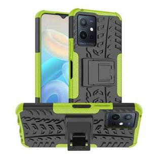 For vivo Y75 / Y55 / T1 5G Tire Texture TPU + PC Phone Case with Holder(Green)