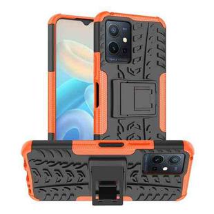 For vivo Y75 / Y55 / T1 5G Tire Texture TPU + PC Phone Case with Holder(Orange)