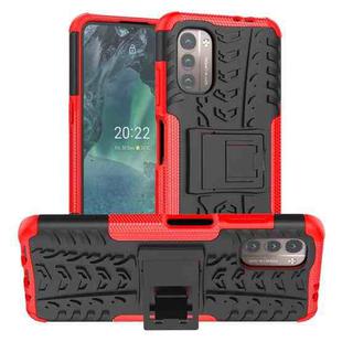 For Nokia G21 4G Tire Texture TPU + PC Phone Case with Holder(Red)