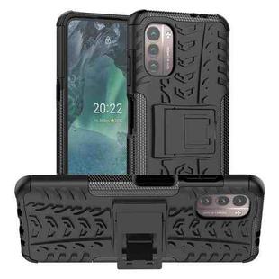 For Nokia G21 4G Tire Texture TPU + PC Phone Case with Holder(Black)