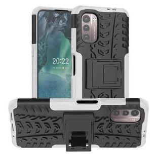 For Nokia G21 4G Tire Texture TPU + PC Phone Case with Holder(White)