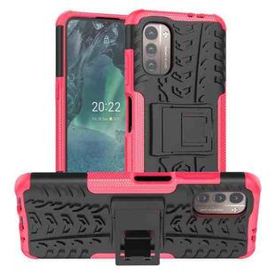 For Nokia G21 4G Tire Texture TPU + PC Phone Case with Holder(Pink)