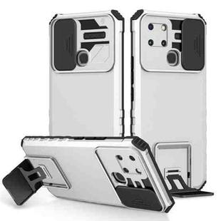 For Infinix Smart 6 Stereoscopic Holder Sliding Camshield Phone Case(White)
