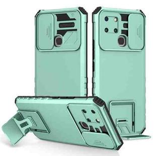 For Infinix Smart 6 Stereoscopic Holder Sliding Camshield Phone Case(Light Blue)