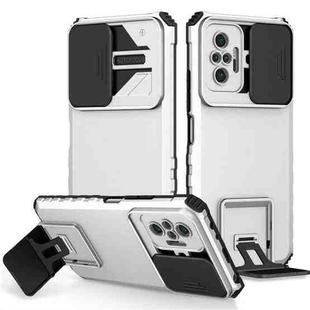 For Xiaomi Redmi Note 10 Pro 4G Stereoscopic Holder Sliding Camshield Phone Case(White)