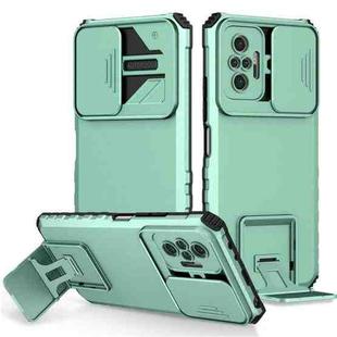 For Xiaomi Redmi Note 10 Pro 4G Stereoscopic Holder Sliding Camshield Phone Case(Light Blue)