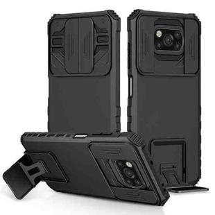 For Xiaomi Poco X3 Stereoscopic Holder Sliding Camshield Phone Case(Black)