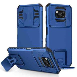 For Xiaomi Poco X3 Stereoscopic Holder Sliding Camshield Phone Case(Blue)