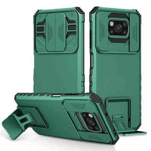 For Xiaomi Poco X3 Stereoscopic Holder Sliding Camshield Phone Case(Green)