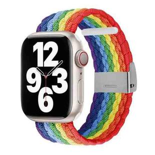 Nylon Braid Watch Band For Apple Watch Ultra 49mm / Series 8&7 45mm / SE 2&6&SE&5&4 44mm / 3&2&1 42mm(Rainbow)