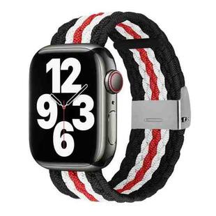 Nylon Braid Watch Band For Apple Watch Ultra 49mm / Series 8&7 45mm / SE 2&6&SE&5&4 44mm / 3&2&1 42mm(Black White Red)